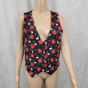 111 Main Vintage Vest Heart and Arrow Love Letter Patterned Vest 90s Valentine's